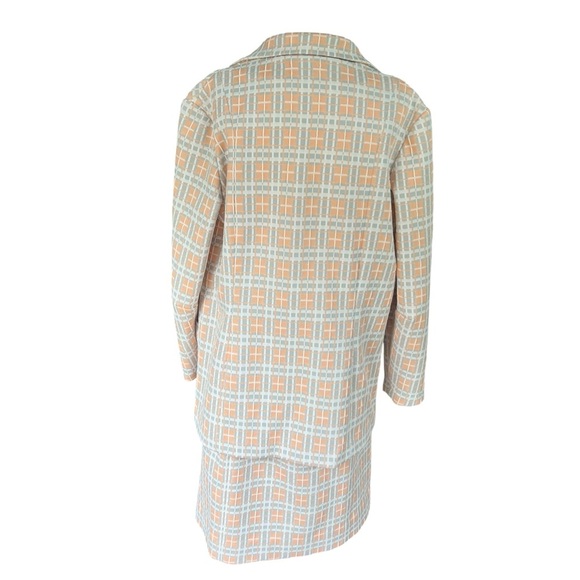 Vintage 60s 70s Peach Plaid Skirt Suit M – Mod Style - 2-Piece Coddington Set - Picture 2 of 8